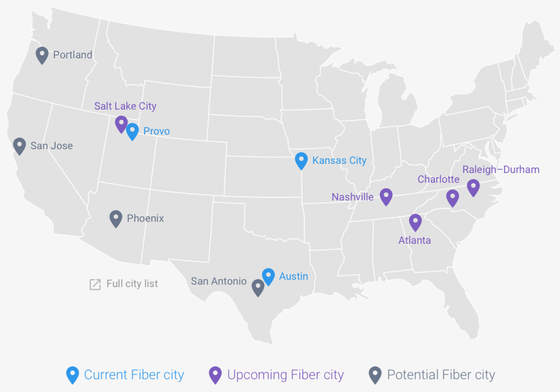 Google Fiber map